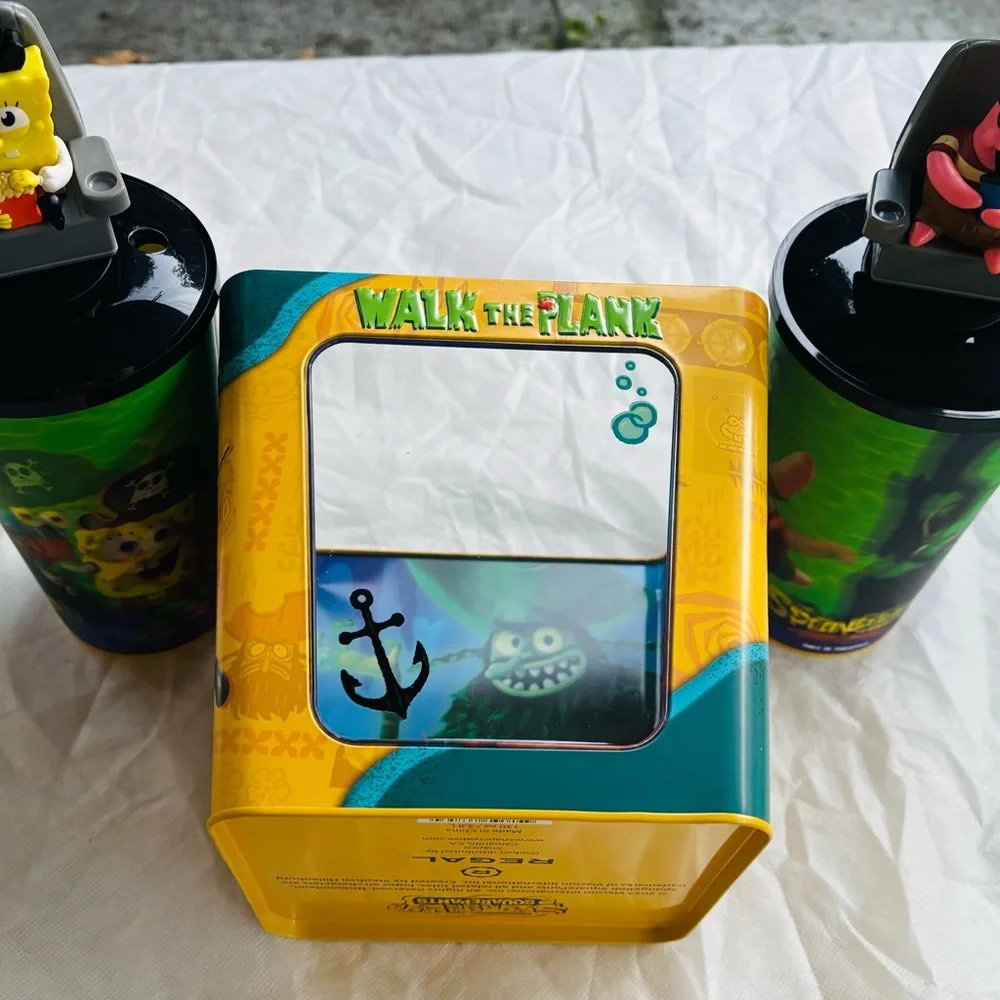 SpongeBob Movie Exclusive Popcorn Bucket + 2 Hieroglyphic Cups 
-NEW Collectible - Picture 6 of 6